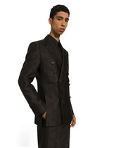 Double-breasted Sicilia-fit jacquard jacket - | Dolce & Gabbana