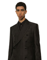 Double-breasted Sicilia-fit jacquard jacket - | Dolce & Gabbana