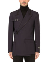 Double-breasted micro-patterned wool Sicilia-fit jacket - | Dolce & Gabbana