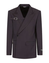 Double-breasted micro-patterned wool Sicilia-fit jacket - | Dolce & Gabbana