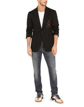 Wool jersey jacket with patch embellishment - | Dolce & Gabbana