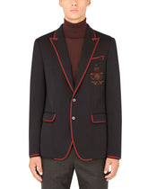 Deconstructed jersey jacket with patch - | Dolce & Gabbana