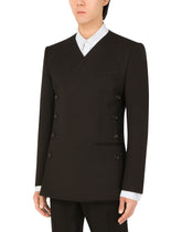 Double-breasted stretch wool Beat-fit jacket - | Dolce & Gabbana
