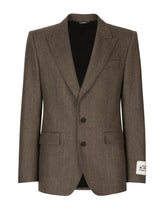 Single-breasted pinstripe stretch flannel jacket - | Dolce & Gabbana