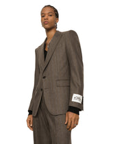 Single-breasted pinstripe stretch flannel jacket - | Dolce & Gabbana