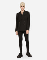 Double-breasted Sicilia-fit wool jacket with zipped details - | Dolce & Gabbana