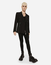 Double-breasted Sicilia-fit wool jacket with zipped details - | Dolce & Gabbana