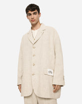 Oversize single-breasted linen and viscose jacket - | Dolce & Gabbana
