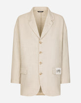Oversize single-breasted linen and viscose jacket - | Dolce & Gabbana