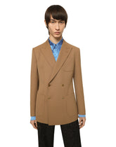 Double-breasted stretch wool tricotine jacket - | Dolce & Gabbana