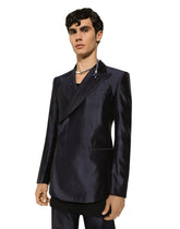Double-breasted shantung silk Sicilia-fit jacket - | Dolce & Gabbana