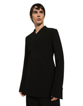 Fitted double-breasted stretch wool jacket - | Dolce & Gabbana