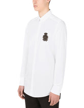 Cotton Gold-fit shirt with DG logo - | Dolce & Gabbana