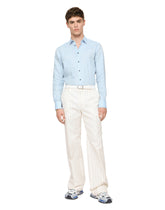 Linen Martini-fit shirt with DG embroidery - | Dolce & Gabbana