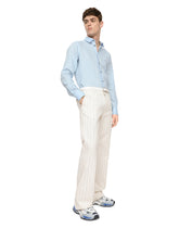 Linen Martini-fit shirt with DG embroidery - | Dolce & Gabbana