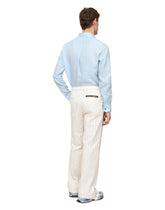 Linen Martini-fit shirt with DG embroidery - | Dolce & Gabbana