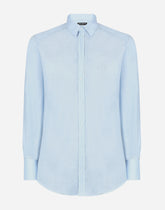 Linen Martini-fit shirt with DG embroidery - | Dolce & Gabbana