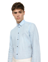 Linen Martini-fit shirt with DG embroidery - | Dolce & Gabbana