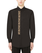 Cotton Martini-fit shirt with DG patch - | Dolce & Gabbana