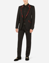 Cotton Gold-fit tuxedo shirt with rhinestone embellishment - | Dolce & Gabbana