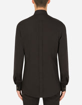 Cotton Gold-fit tuxedo shirt with rhinestone embellishment - | Dolce & Gabbana