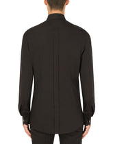 Cotton Gold-fit tuxedo shirt with rhinestone embellishment - | Dolce & Gabbana