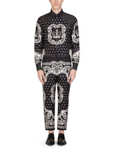 Denim shirt with inserts in bandana print - | Dolce & Gabbana