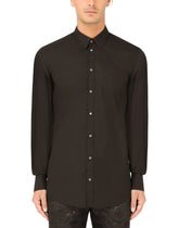 Slim cotton shirt with pocket - | Dolce & Gabbana