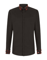 Cotton Gold-fit shirt with rhinestone embellishment - | Dolce & Gabbana