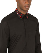 Cotton Gold-fit shirt with rhinestone embellishment - | Dolce & Gabbana
