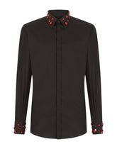 Cotton Gold-fit shirt with rhinestone embellishment - | Dolce & Gabbana