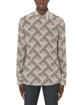 Geometric-print silk Martini-fit shirt - | Dolce & Gabbana