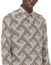 Geometric-print silk Martini-fit shirt - | Dolce & Gabbana