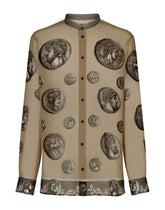 Coin print silk georgette shirt - | Dolce & Gabbana