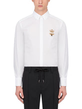 Cotton gold-fit shirt with patch - | Dolce & Gabbana