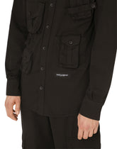 Cotton multi-pocket shirt with patch - | Dolce & Gabbana