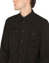 Cotton multi-pocket shirt with patch - | Dolce & Gabbana