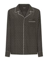 Crepe de chine shirt with DG logo print - | Dolce & Gabbana