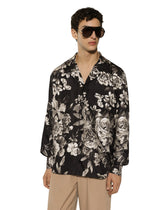 Silk twill shirt with floral print - | Dolce & Gabbana
