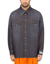 Blue denim shirt with D&G patch - | Dolce & Gabbana