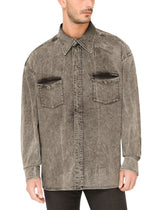 Gray wash denim shirt - | Dolce & Gabbana
