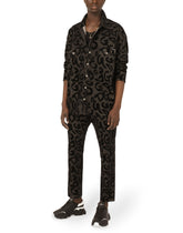 Grey wash denim shirt with flocked DG print - | Dolce & Gabbana