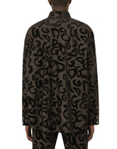 Grey wash denim shirt with flocked DG print - | Dolce & Gabbana