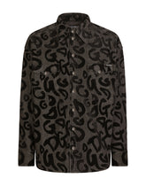 Grey wash denim shirt with flocked DG print - | Dolce & Gabbana
