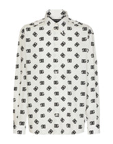Oversize cotton shirt with DG Monogram print - | Dolce & Gabbana