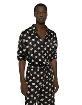 Oversize silk shirt with DG Monogram print - | Dolce & Gabbana