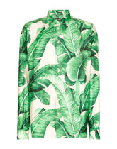 Oversize silk shirt with banana-tree print - | Dolce & Gabbana
