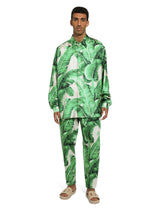 Oversize silk shirt with banana-tree print - | Dolce & Gabbana
