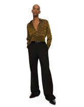 Silk jacquard Martini-fit shirt with DG logo and tigers - | Dolce & Gabbana