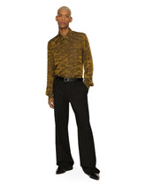 Silk jacquard Martini-fit shirt with DG logo and tigers - | Dolce & Gabbana